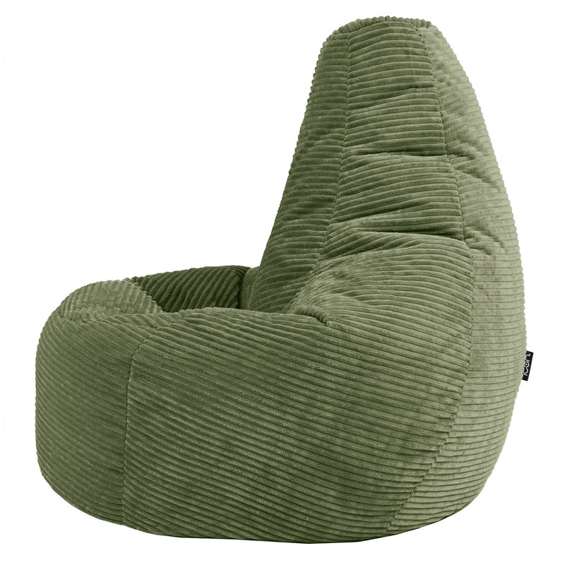 Pouf fauteuil inclinable en velours côtelé Dalton XL - Vert sauge