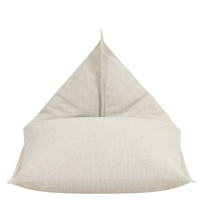 Pouf fauteuil Rocco en lin et similicuir - Naturel/Brun clair