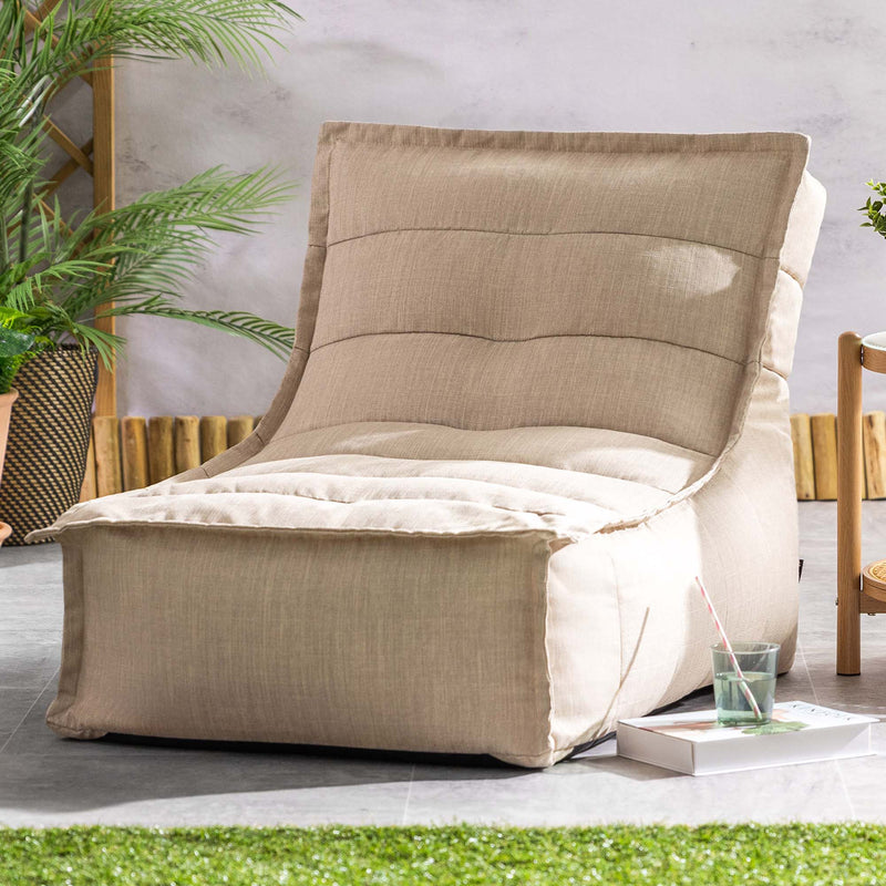 Pouf méridienne en tissu imperméable Dolce, pierre