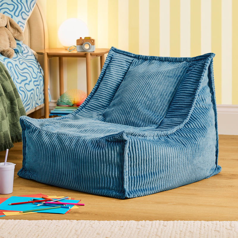Pouf enfant Alto Cord - Bleu jean