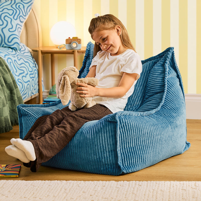 Pouf enfant Alto Cord - Bleu jean