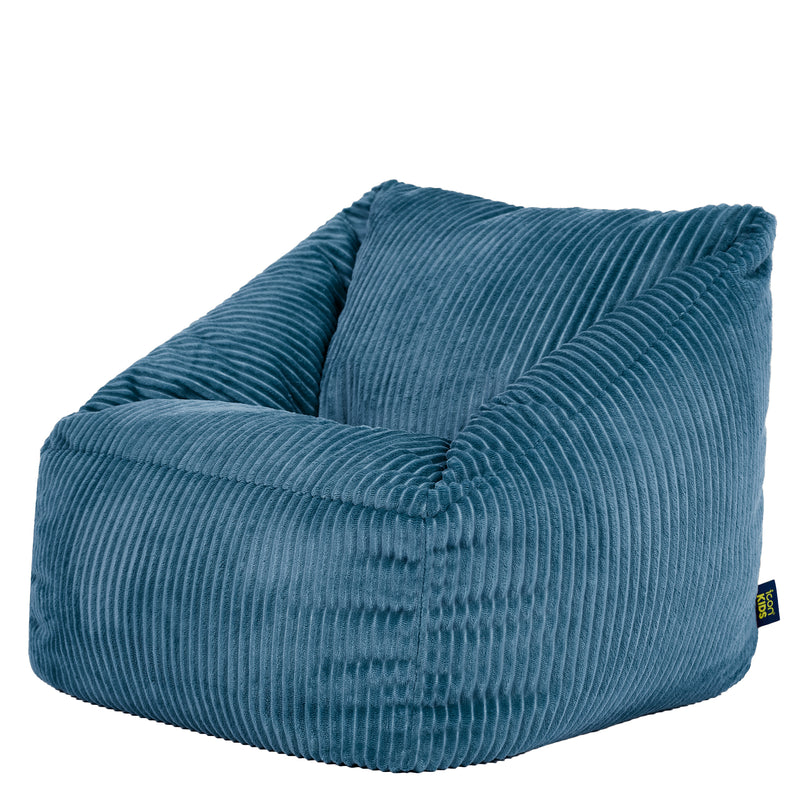 Fauteuil poire pour enfants Natalia à cordon - Bleu denim