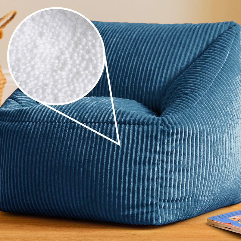 Fauteuil poire pour enfants Natalia à cordon - Bleu denim
