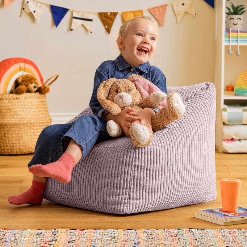 Fauteuil poire pour enfant Natalia en velours côtelé - Lavande