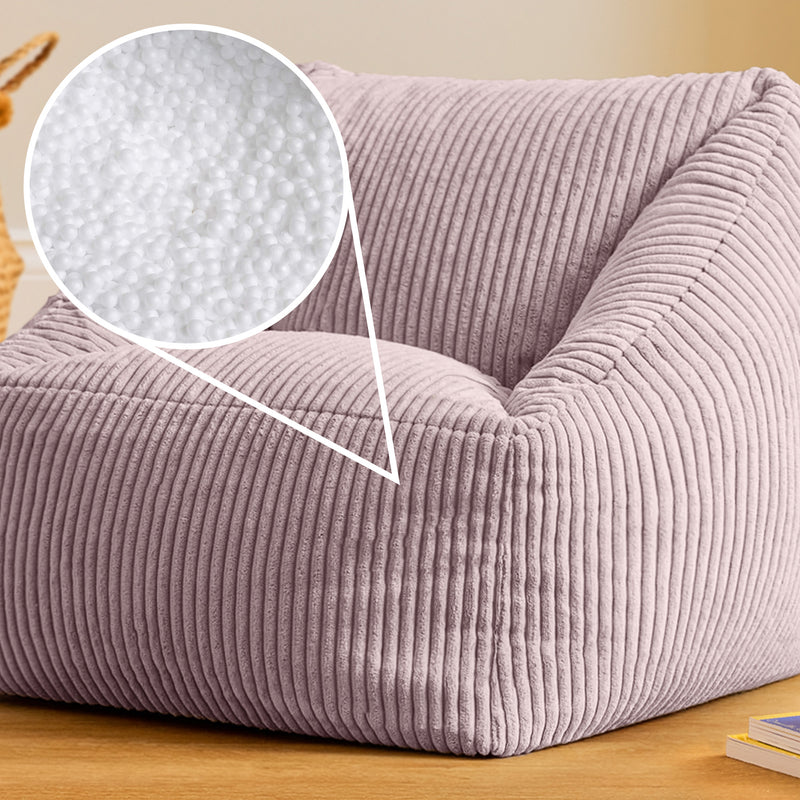 Fauteuil poire pour enfant Natalia en velours côtelé - Lavande
