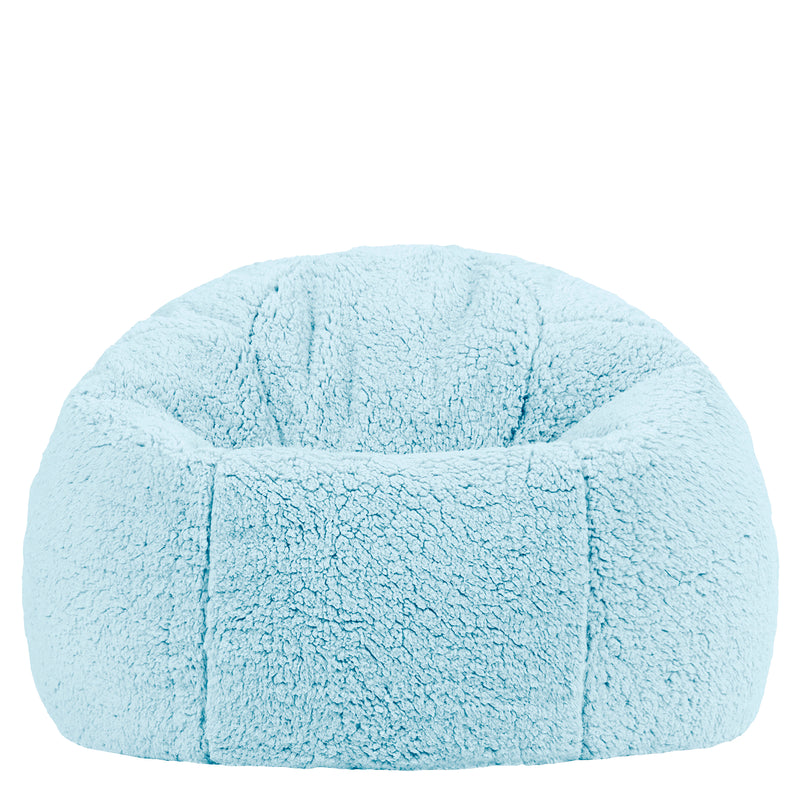 Pouf classique pour enfant XL Kingston en polaire Teddy - Bleu glacial