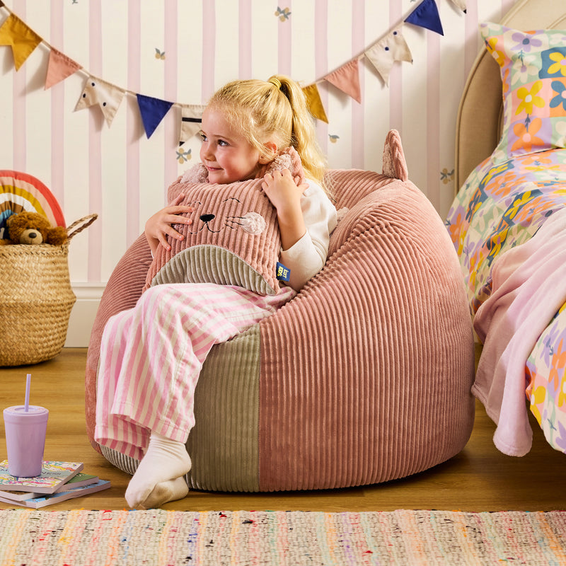 Pouf et coussin Cleo Cat pour enfants - Rose aurore