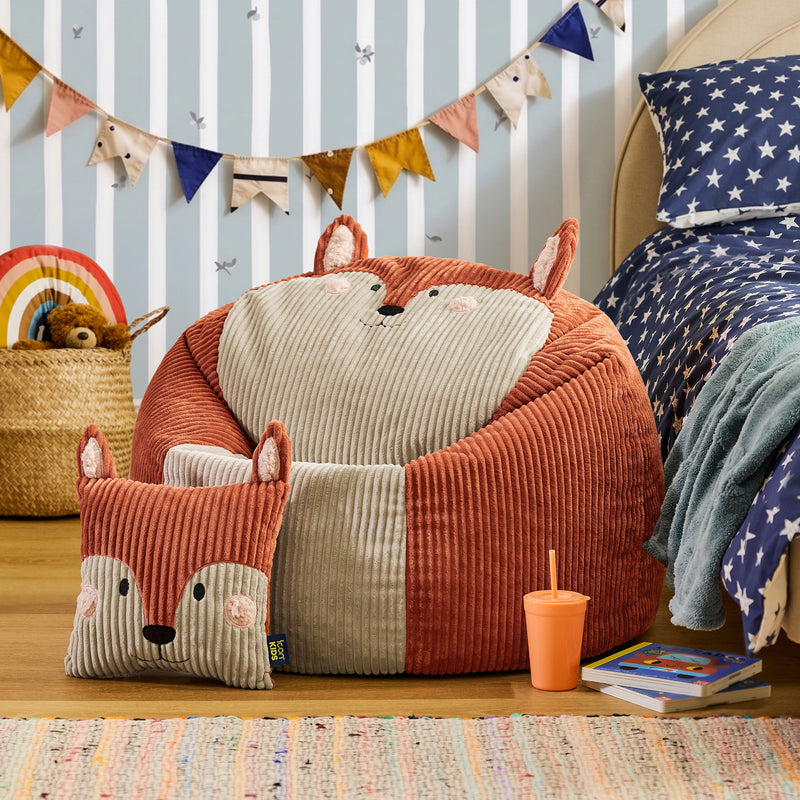 Pouf et coussin Freddie Fox en velours côtelé pour enfants - Terracotta
