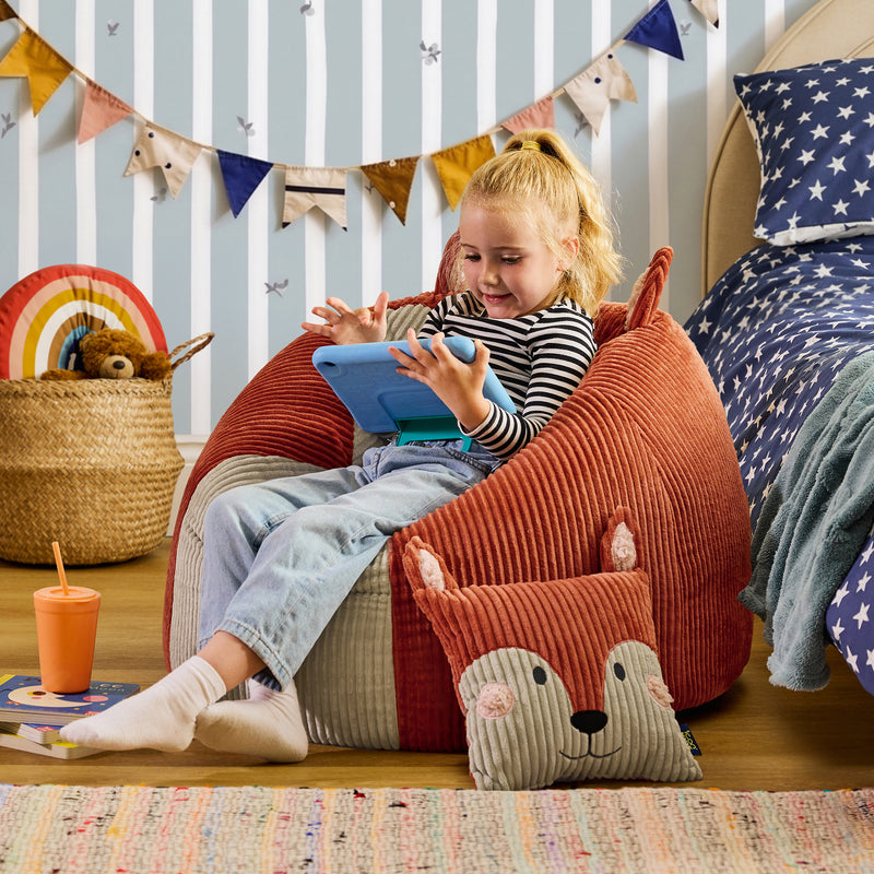 Pouf et coussin Freddie Fox en velours côtelé pour enfants - Terracotta