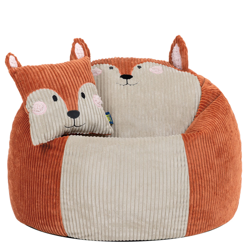 Pouf et coussin Freddie Fox en velours côtelé pour enfants - Terracotta