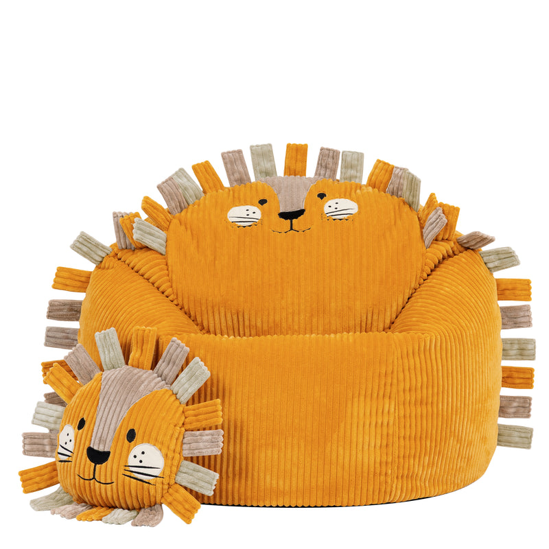 Pouf et coussin Léon le lion pour enfants - Ocre