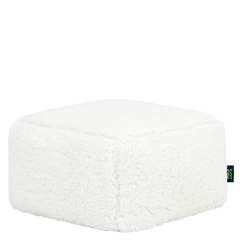 Repose-pieds carré en polaire Teddy Mini Amara - Naturel
