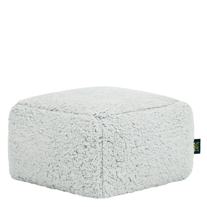 Pouf carré en polaire Teddy Mini Amara - Gris