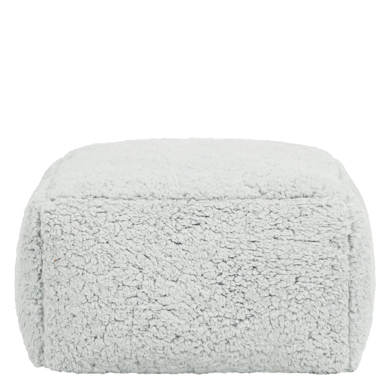 Pouf carré en polaire Teddy Mini Amara - Gris