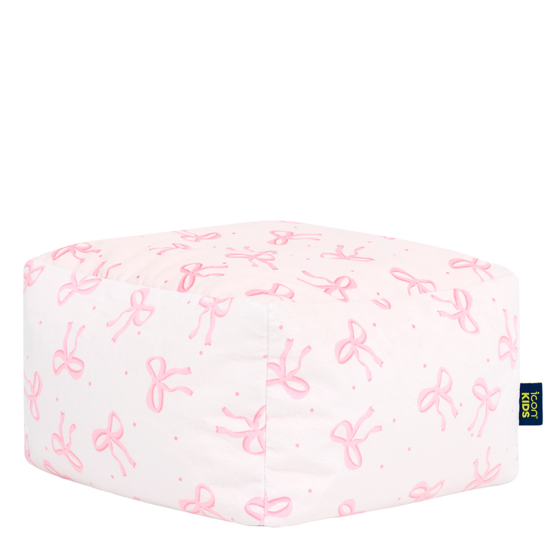Petit repose-pieds carré en velours brossé Amara Bow - Rose