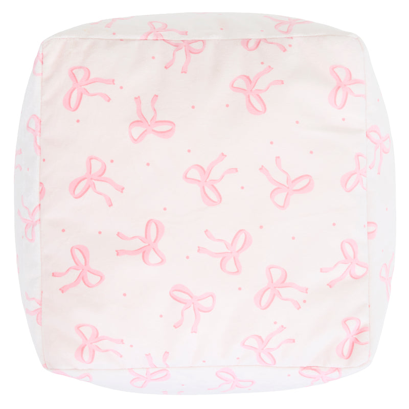 Petit repose-pieds carré en velours brossé Amara Bow - Rose