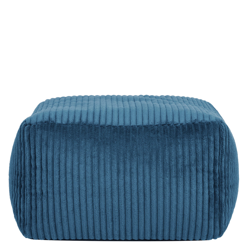 Petit repose-pieds carré en corde Amara - Bleu denim