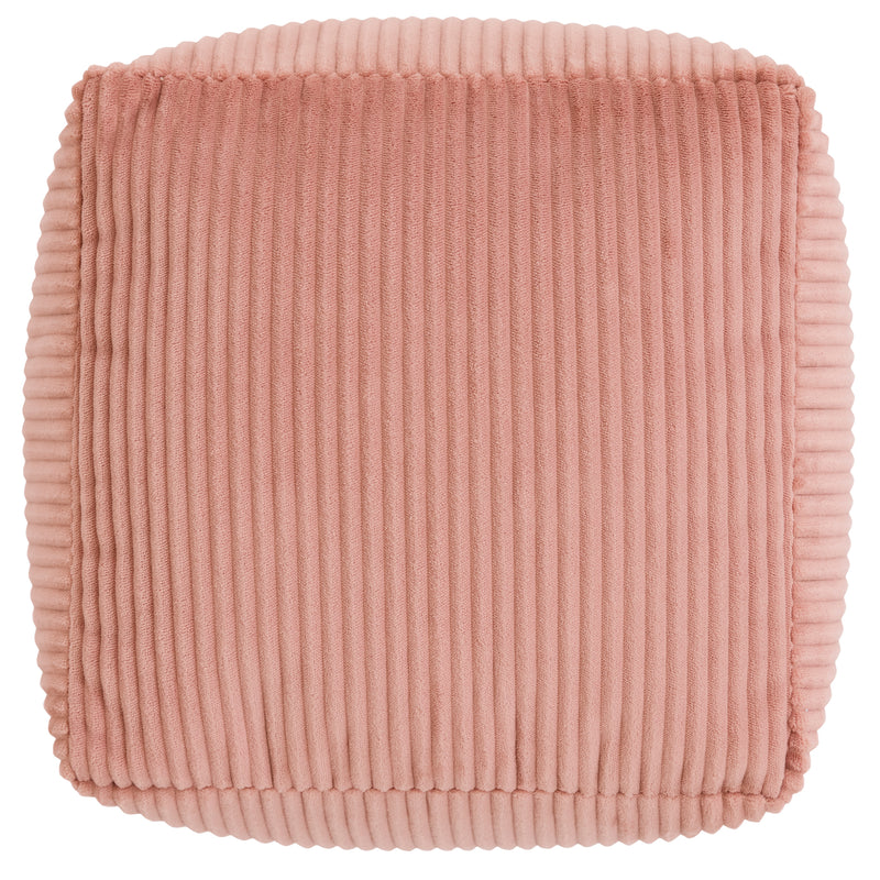 Petit pouf carré en velours côtelé Amara - Rose