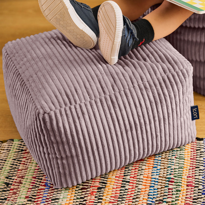 Pouf carré en velours côtelé Mini Amara - Lavande