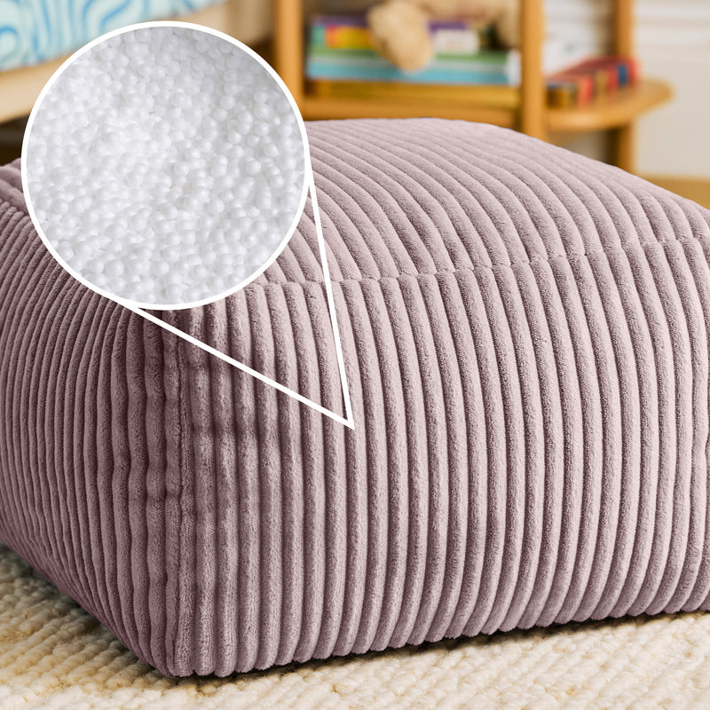 Pouf carré en velours côtelé Mini Amara - Lavande