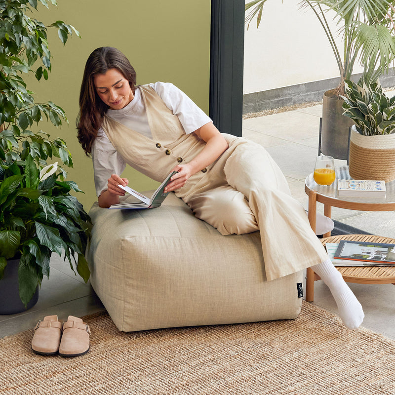 Pouf modulaire Noa, en tissu, pour l'extérieur, naturel 