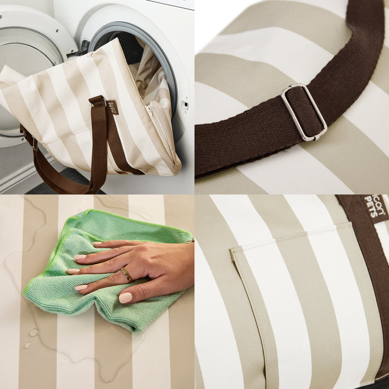Pet Travel Bed - Small - Stripe Natural