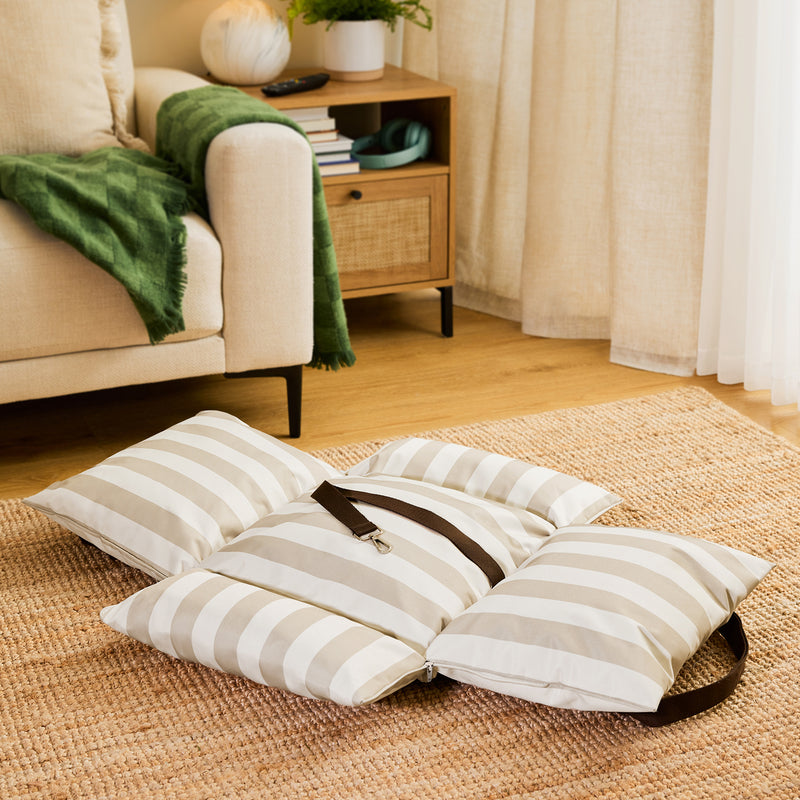 Pet Travel Bed - Small - Stripe Natural