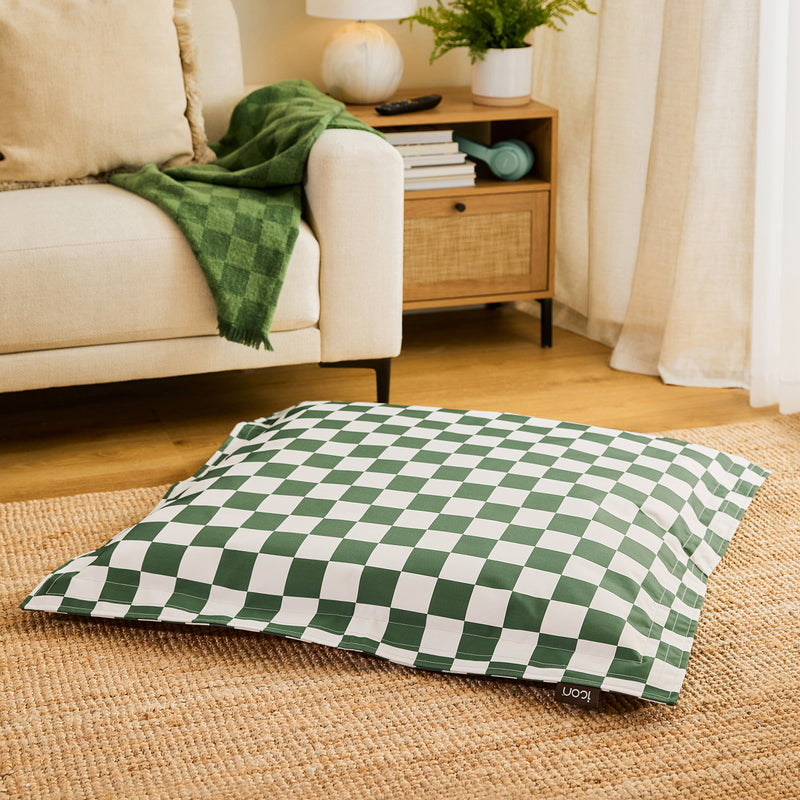 Pet Floor Cushion - Medium - Checkerboard Stripe Sage Green