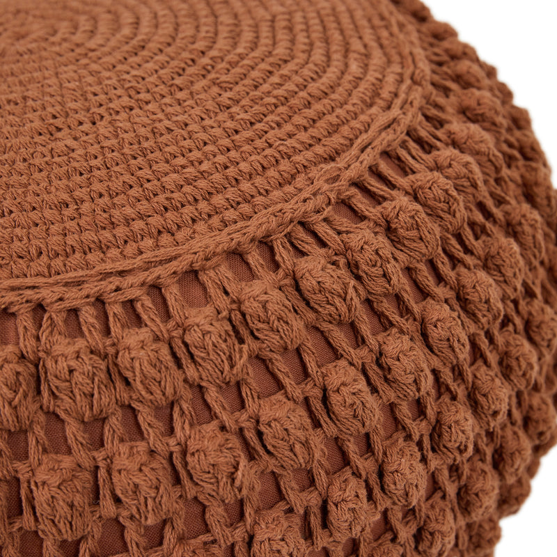 Pouf rond au crochet Riva Bobble - Terre cuite