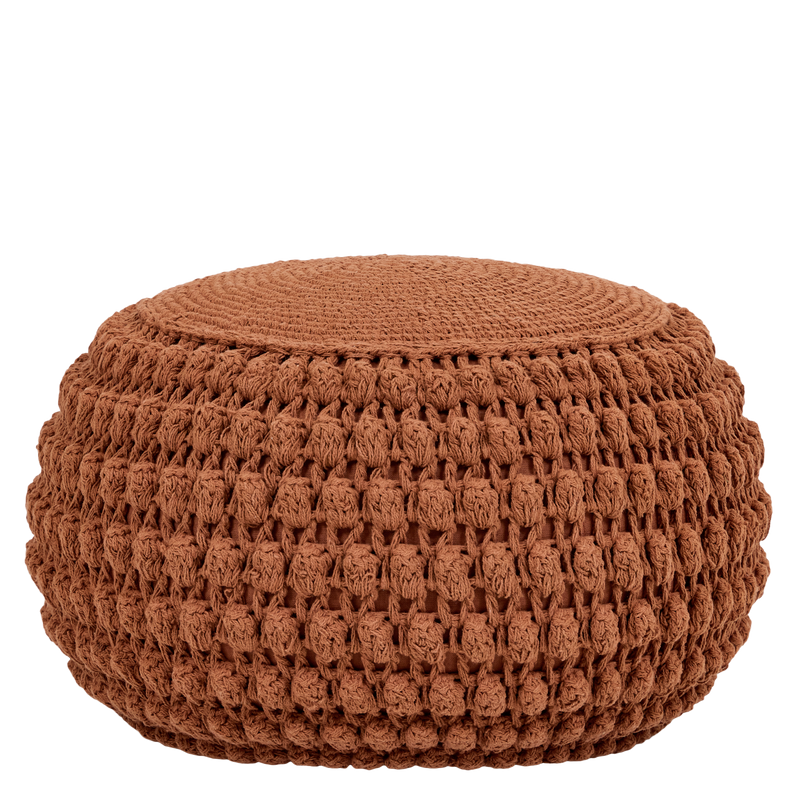 Pouf rond au crochet Riva Bobble - Terre cuite
