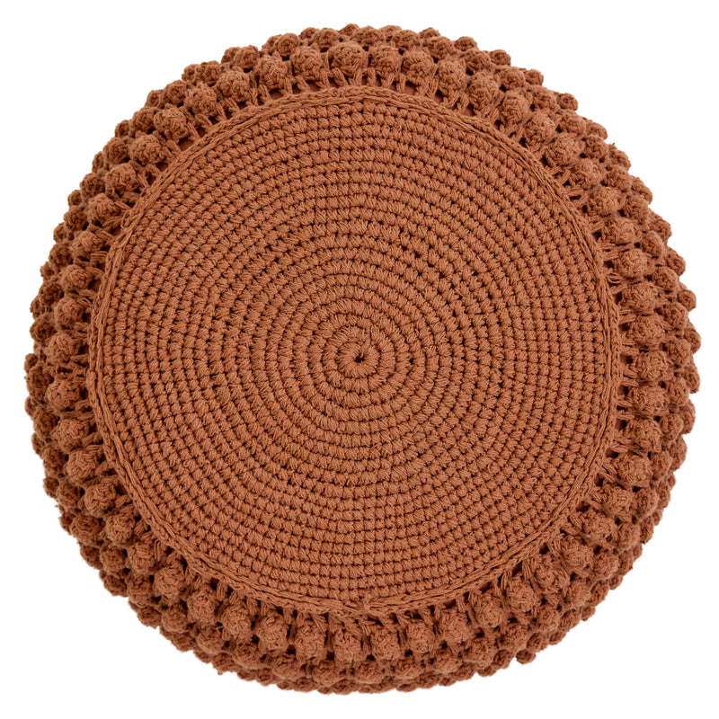 Pouf rond au crochet Riva Bobble - Terre cuite