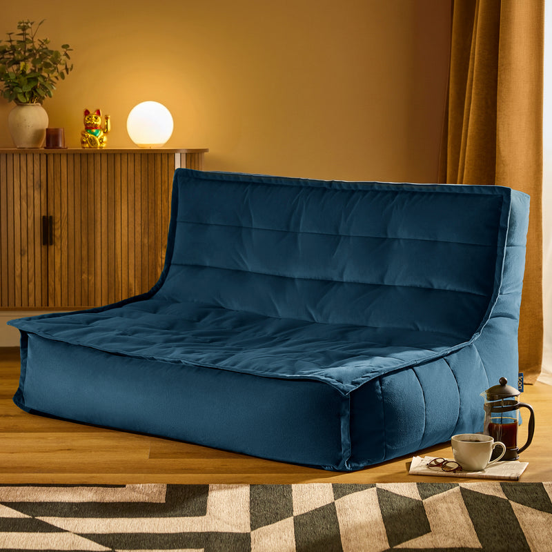 Kota Velvet Sofa Bean Bag - Ink Blue