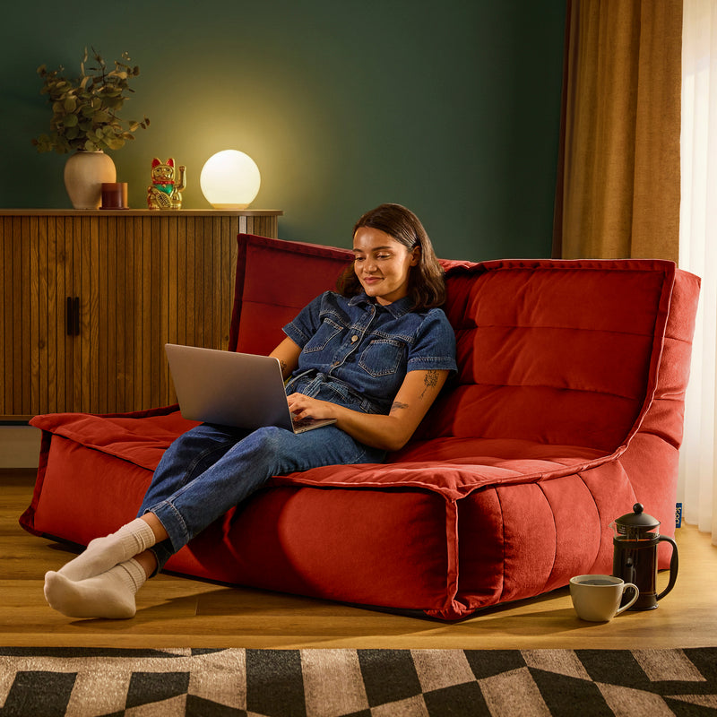 Kota Velvet Sofa Bean Bag - Spicy Terracotta