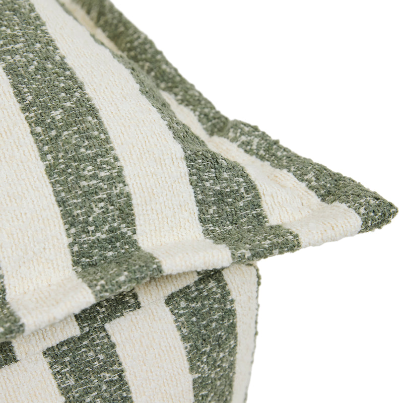 Pouf à plateau Sofia en bouclé rayé - Vert olive