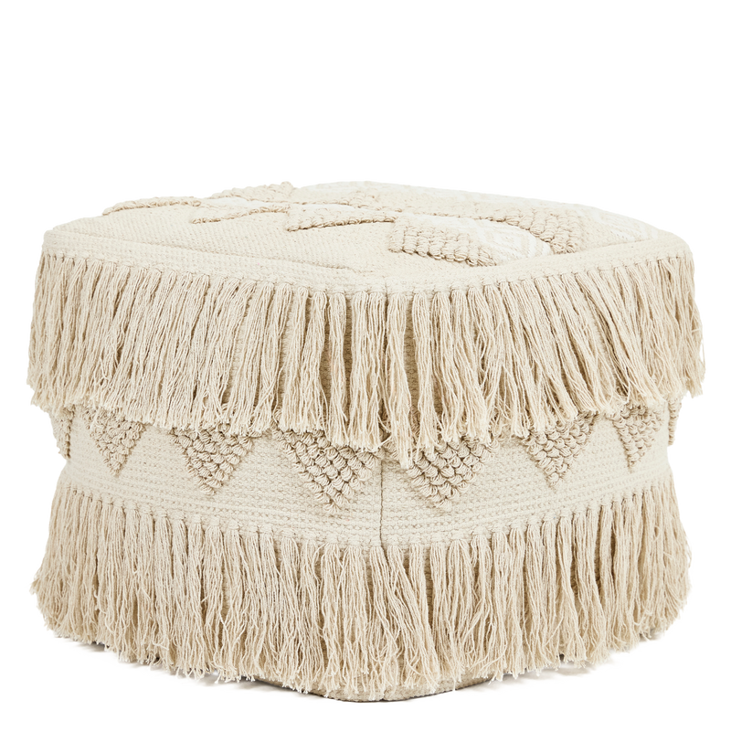 Tabouret carré capitonné Calli - Naturel