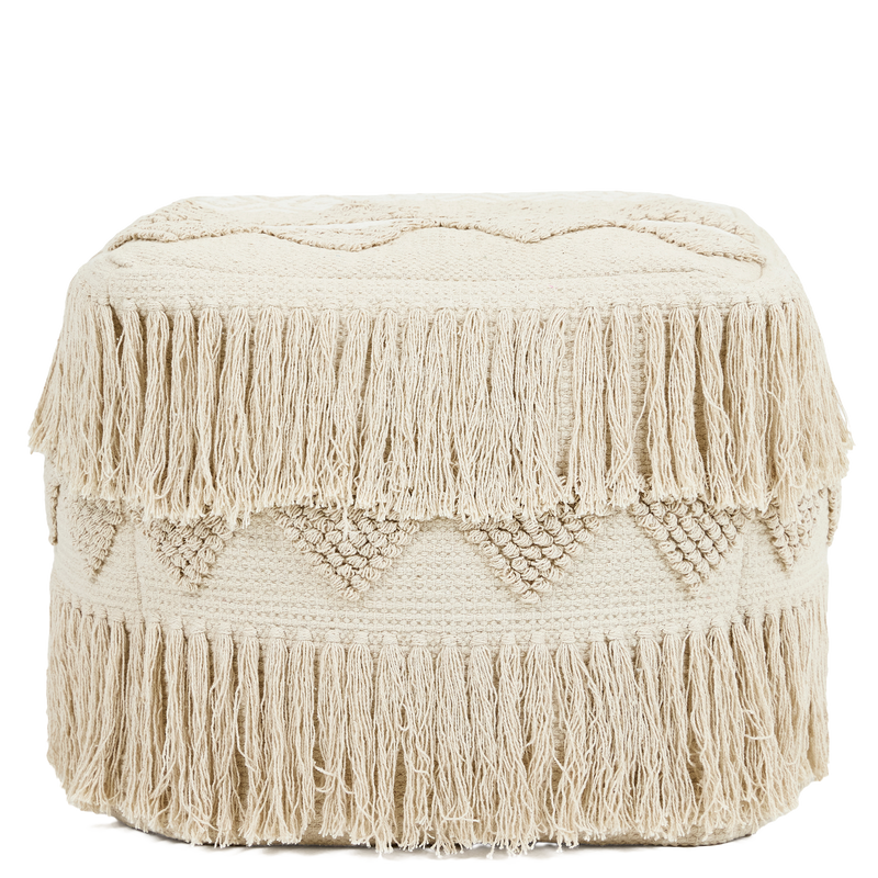 Tabouret carré capitonné Calli - Naturel