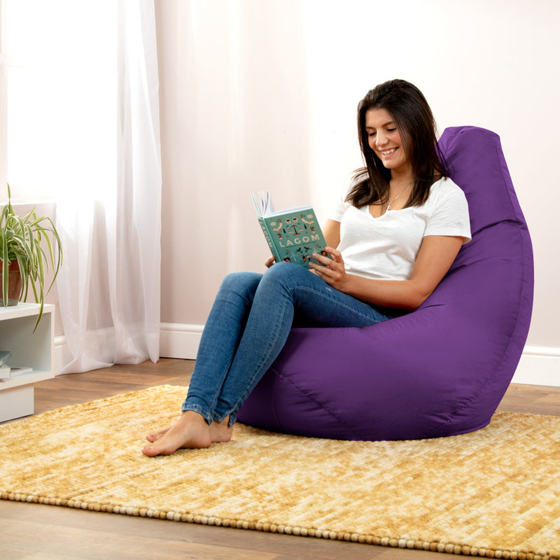 Pouf poire gamer dossier haut intérieur-extérieur - Violet