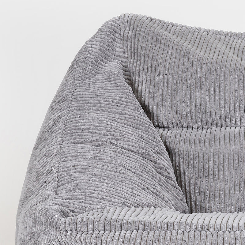 Fauteuil poire Natalia en velours côtelé, gris