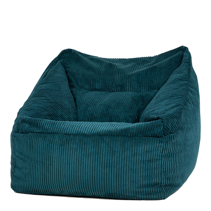 Fauteuil poire Natalia en velours côtelé, sarcelle