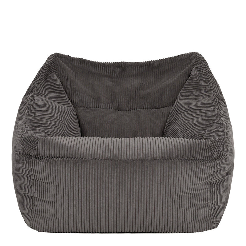 Fauteuil poire Natalia en velours côtelé, gris anthracite