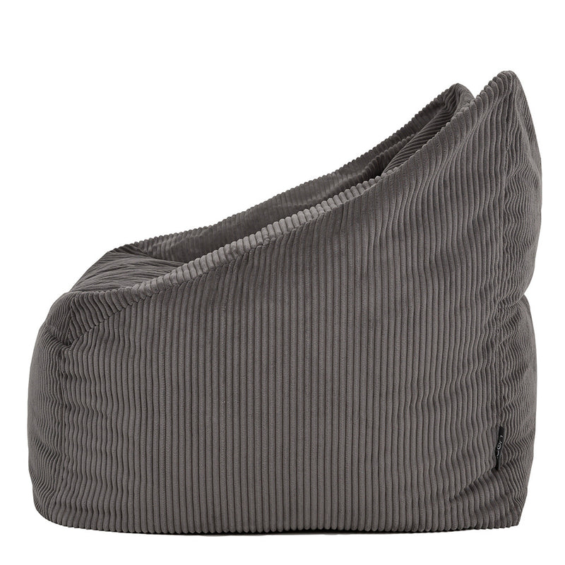 Fauteuil poire Natalia en velours côtelé, gris anthracite