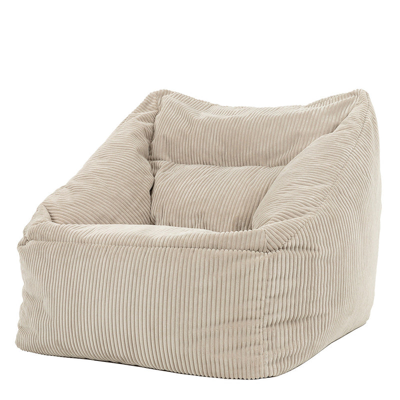 Fauteuil poire Natalia en velours côtelé, pierre 