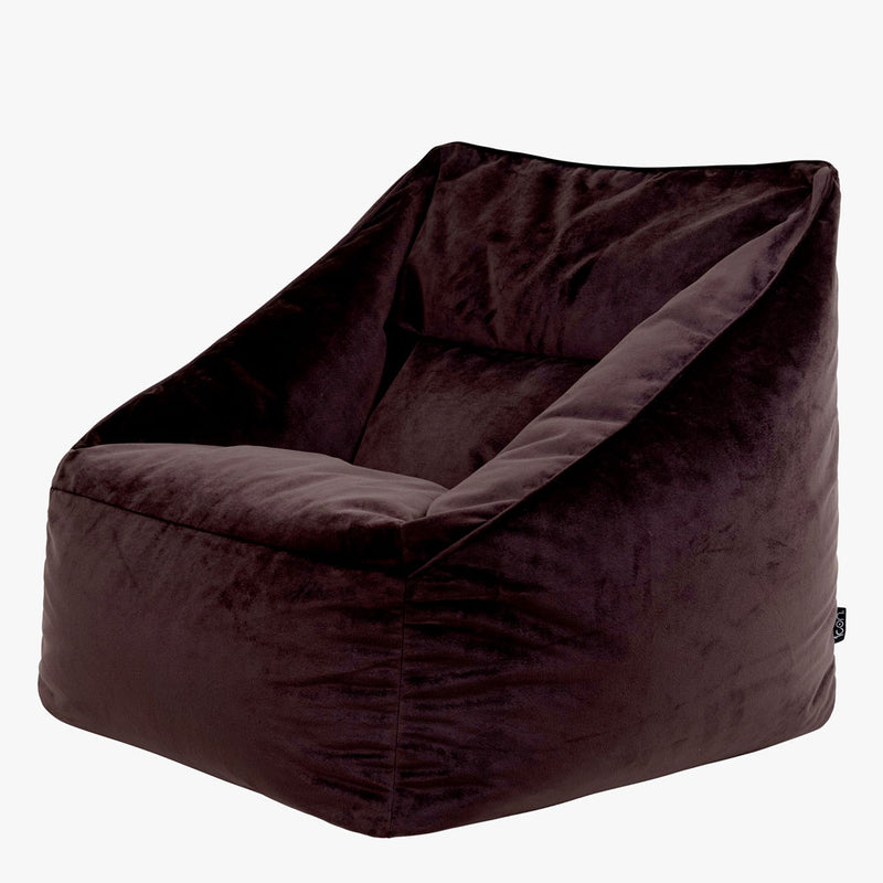 Pouf fauteuil Natalia Velours - Marron