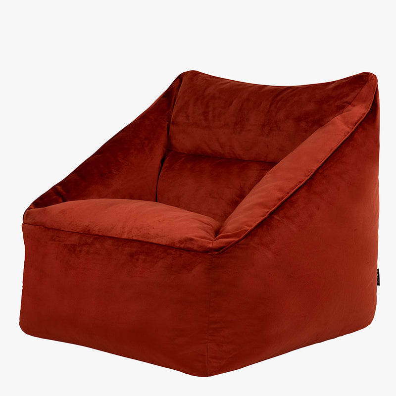 Fauteuil pouf en velours Natalia, terre cuite