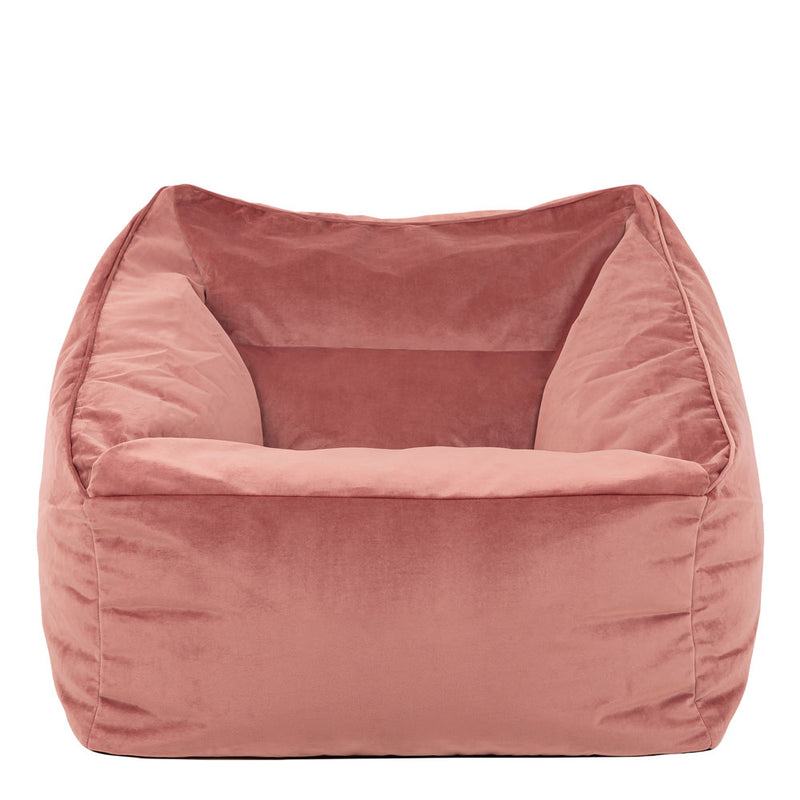 Fauteuil pouf en velours Natalia, rose crépuscule