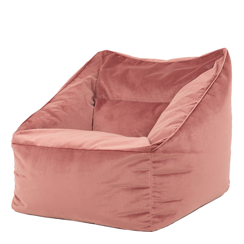 Fauteuil pouf en velours Natalia, rose crépuscule