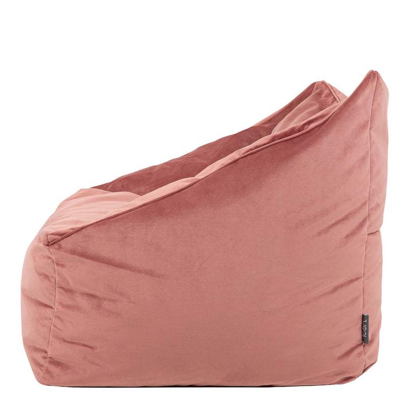 Fauteuil pouf en velours Natalia, rose crépuscule