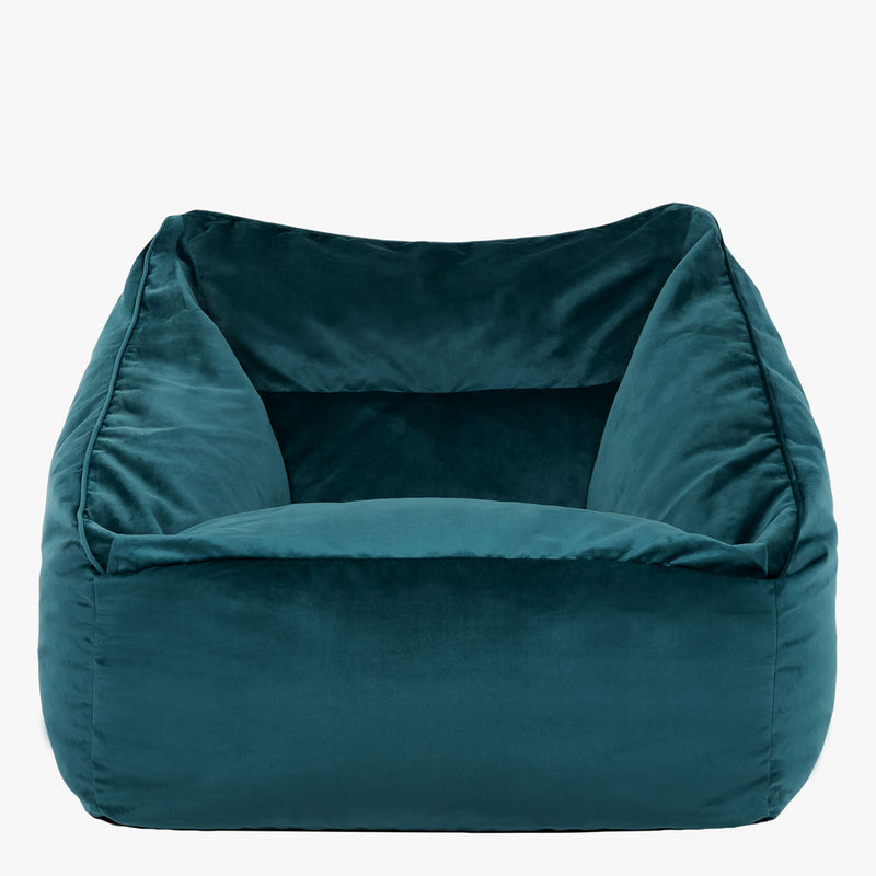 Fauteuil pouf en velours Natalia, sarcelle