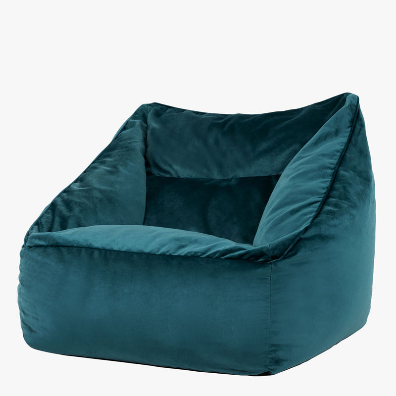 Fauteuil pouf en velours Natalia, sarcelle