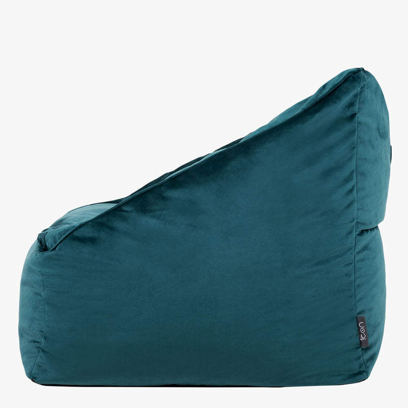 Fauteuil pouf en velours Natalia, sarcelle